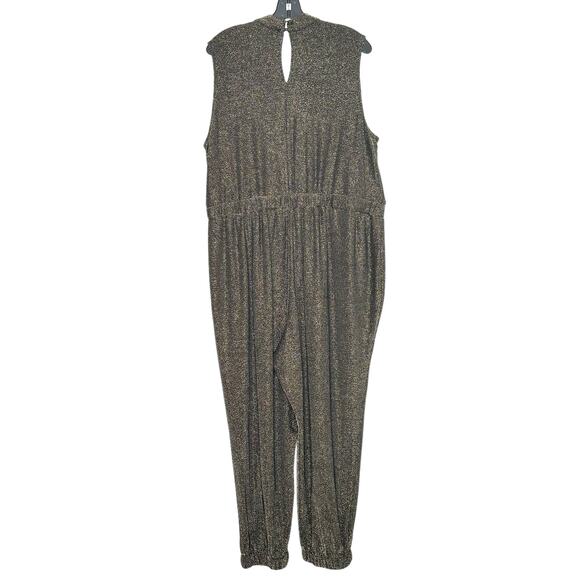 52seven Jumpsuit Glam Luxury Disco Y2K Holiday Minimalist Metallic Gold 2X LB - Picture 6 of 6